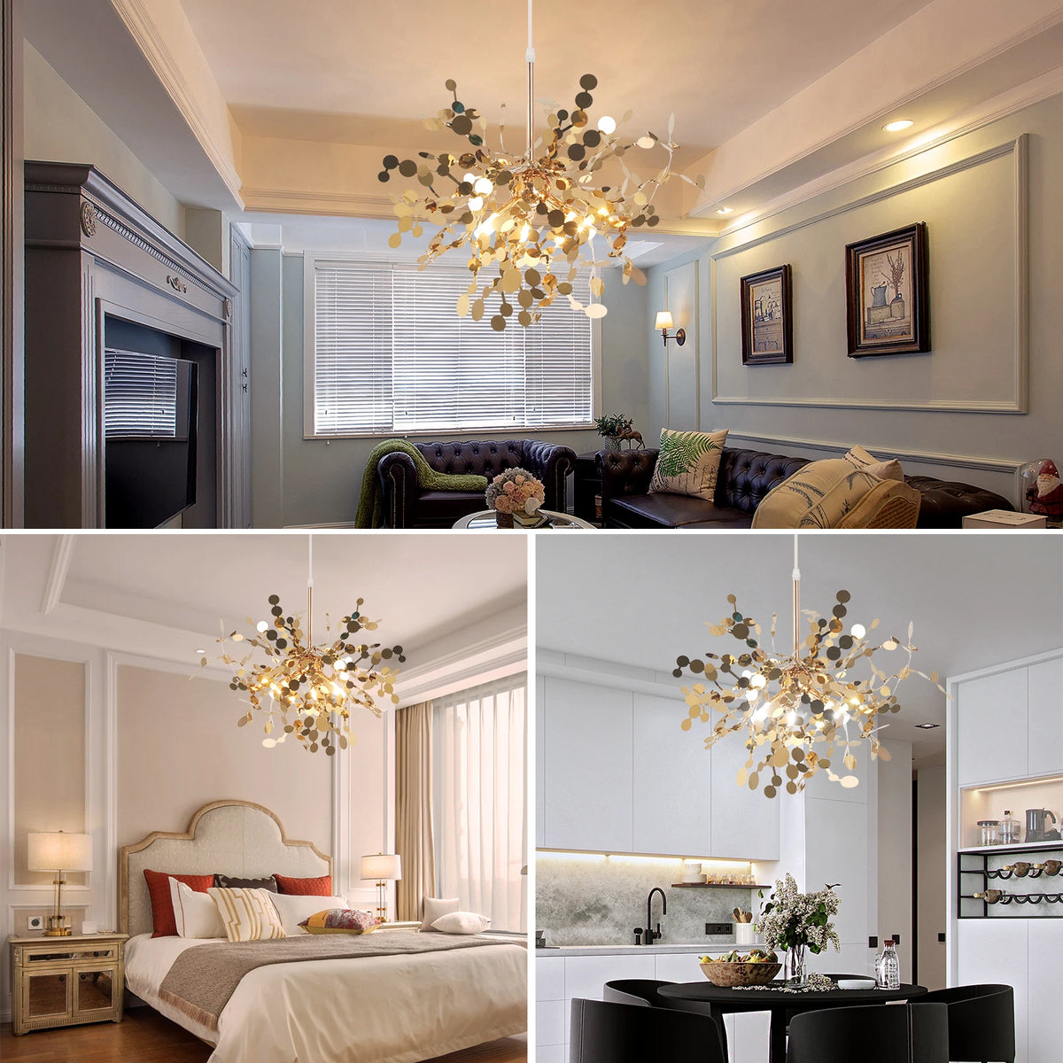 Led Firework Gold Chandelier Modern Pendant Light Ceiling Lamp Dining Room Kitchen Island Nordic Luminaire Home Decor Fixture